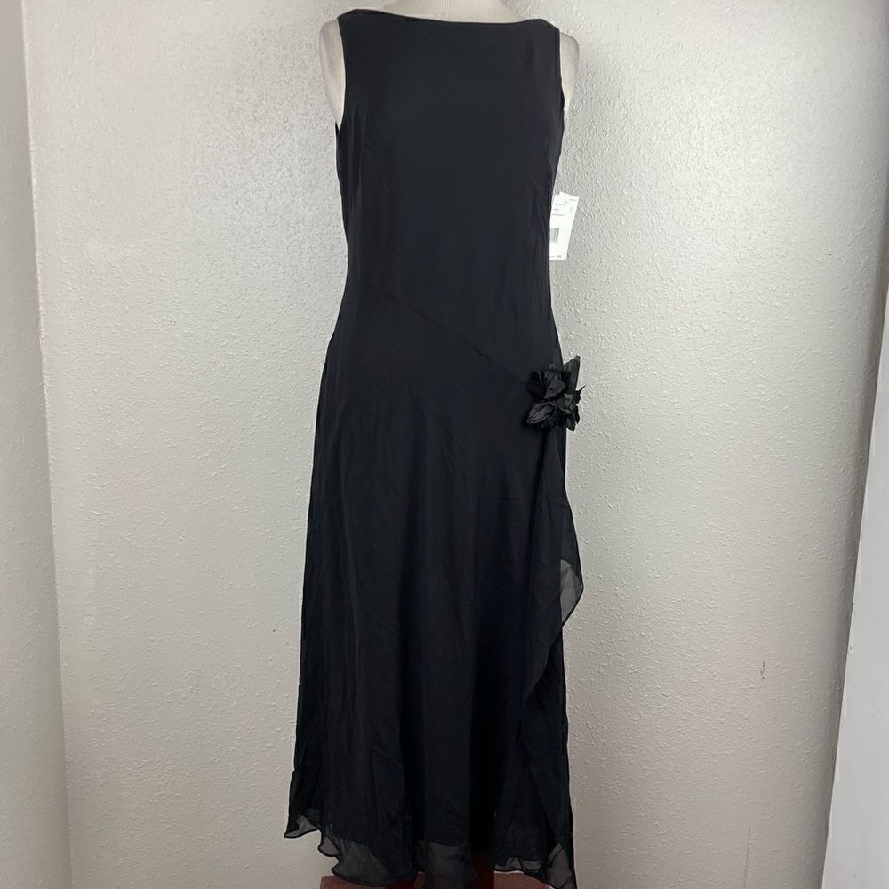 NWT Liz Claiborne Black Silk Maxi Dress Size 10